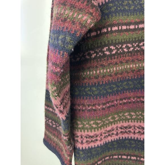 SKYR Vintage 100% Wool Cardigan Sweater Aztec Nordic Fair Isle Long Button Up XL - Picture 4 of 12